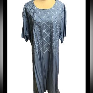 Main Street Classic Heather Blue Dress Long CO Short Sleeves